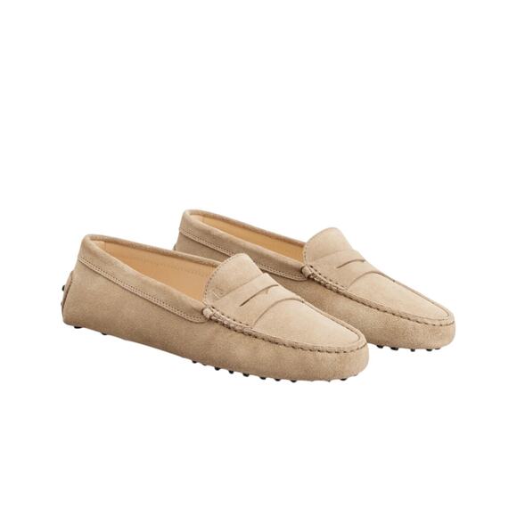 Tod’s Gommino Driving Shoes Moccasin Loafers Beige Box 35.5 Size 5.5 Tan Tods - Picture 2 of 14